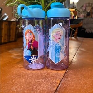 Frozen Themed Water Bottles with Blue Lids
